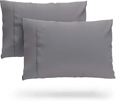 Cooling Bamboo Pillowcases - Luxury Soft Rayon Blend, Set of 2 (Standard, Grey)