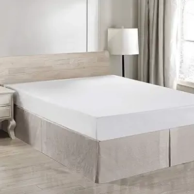 Belgian Linen Queen Bed Skirt - 14" Dust Ruffle with Natural Flax & Cotton Platform