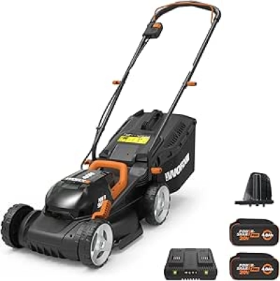 WORX 40V Cordless Lawn Mower 14" - Quiet Electric Mower for Small Yards with 2 Batteries