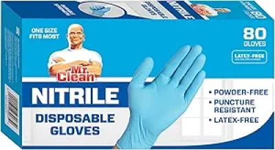 Mr Clean Nitrile Disposable Gloves 80-Count - Latex-Free, Powder-Free, Blue