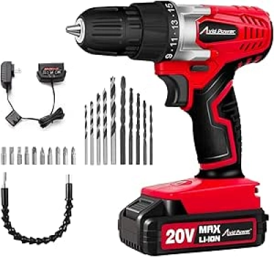 AVID POWER 20V MAX Cordless Drill Set with Battery & Charger - 22pc Kit