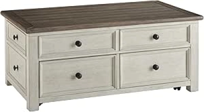 Bolanburg Lift-Top Coffee Table - Farmhouse Storage Cocktail Table for Living Room