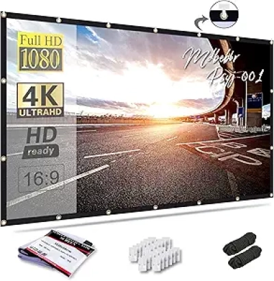 120 Inch Projector Screen 16:9 Foldable Portable - Home Theater & Outdoor