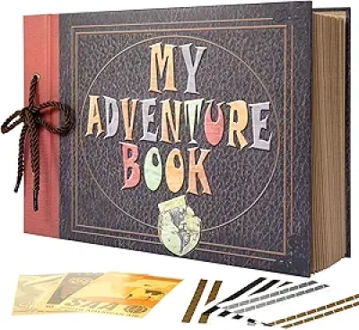 Large Embossed Adventure Scrapbook Album - 12.3x8.3 Inch, 80 Pages Photo Memory Book