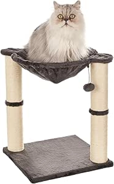 Amazon Basics Gray Cat Condo Tower with Hammock Bed & Scratching Posts