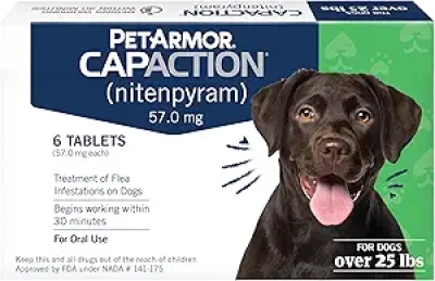 PetArmor CAPACTION Nitenpyram Oral Flea Treatment for Dogs 25+ lbs - Fast Acting