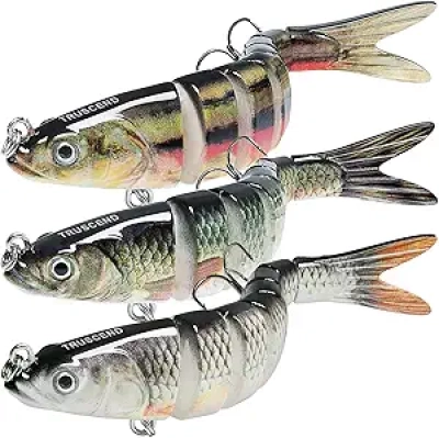 TRUSCEND Easy Catch Swimmax - 8 Segment Jointed Fishing Lure with Vibrating Action