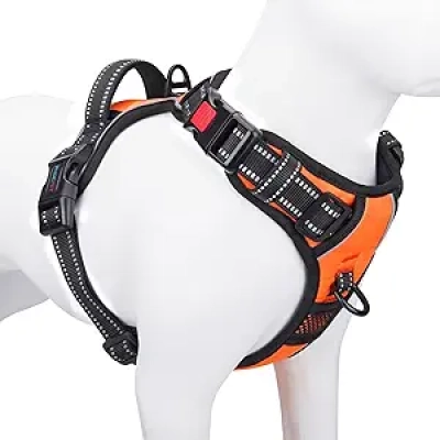 PHOEPET No Pull Dog Harness Medium - Reflective Front Clip Vest with Handle