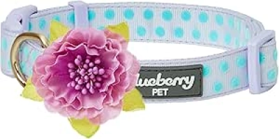 Purple Adjustable Dog Collar for Small Dogs with Silk Flower | Blueberry Pet
