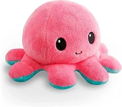 TeeTurtle Reversible Octopus Plushie 4-Inch Pink & Aqua Flip Plush Toy