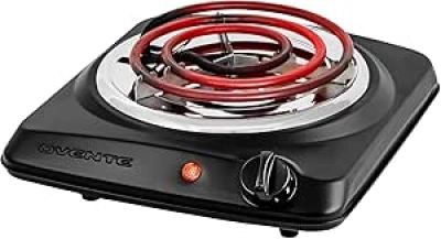 OVENTE 1000W Electric Countertop Single Burner Hot Plate - Portable Cooktop with Temperature Control