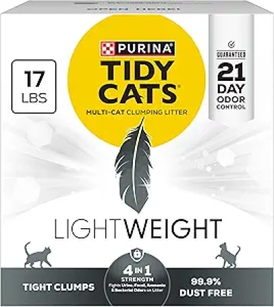 Purina Tidy Cats LightWeight Multi-Cat Clumping Litter - 99.9% Dust Free, 17 lb