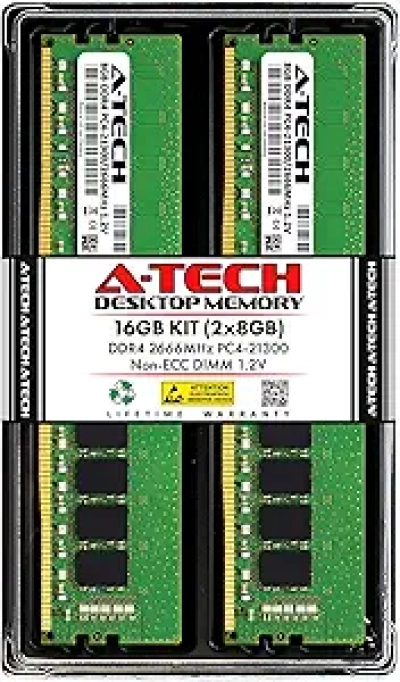 A-Tech 16GB DDR4 2666MHz RAM Kit - Desktop Memory Upgrade