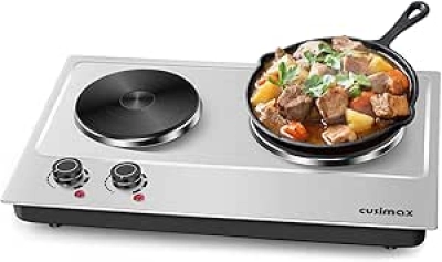 Cusimax Double Burner Hot Plate 1800W - Electric Stove with Temperature Control