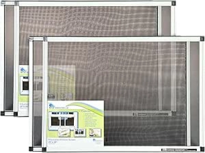 Expandable Window Screen 20″H × 28-54″W | Adjustable Fiberglass Mesh (2-Pack)