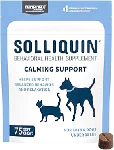 Nutramax Solliquin Calming Supplement for Dogs & Cats | 75 Soft Chews