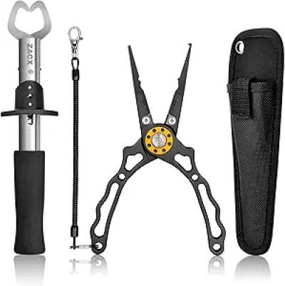 ZACX Fish Lip Gripper Pliers Set - Multi-Function Hook Remover & Split Ring Tool