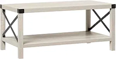 Walker Edison Sedalia Modern Farmhouse Metal X Coffee Table - 40 Inch Stone Grey