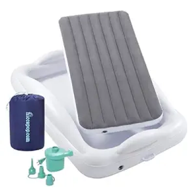 Hiccapop Inflatable Toddler Travel Bed with 4-Sided Safety Bumpers