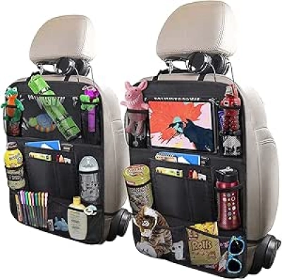 Car Backseat Organizer with 10" Tablet Holder & 9 Storage Pockets (2-Pack)