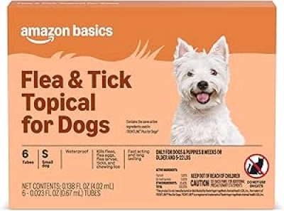 Amazon Basics Flea and Tick Treatment for Small Dogs (5-22 lbs) - 6 Pack