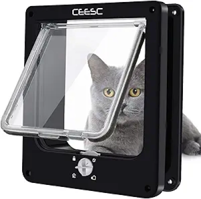 CEESC Medium Cat Door - 4 Way Locking Pet Door for Cats & Dogs, Weatherproof