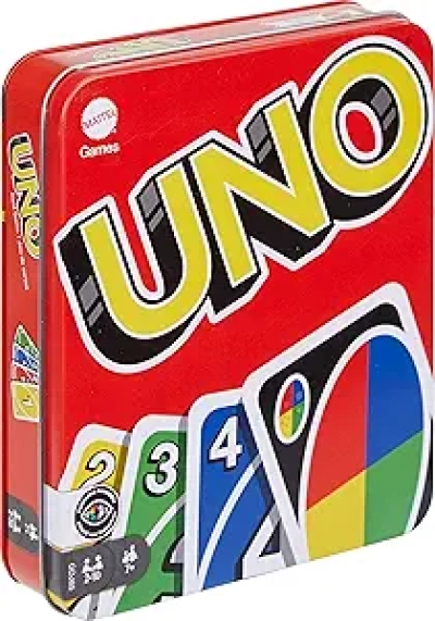 UNO Card Game Travel Tin - Classic Family Game for Kids & Adults, Colorblind Accessible