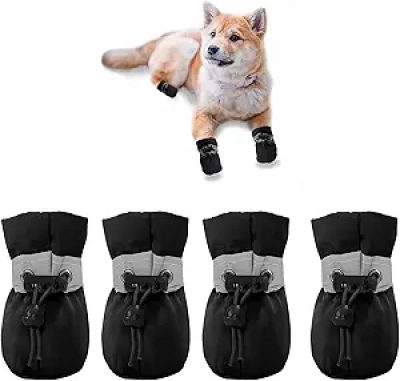 YAODHAOD Dog Shoes for Small Dogs - Anti-Slip Winter Booties & Paw Protector (Size 2, Black)