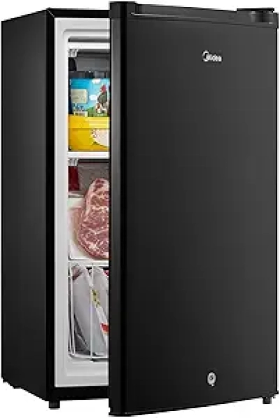 Midea 3.0 Cubic Feet Upright Mini Freezer - Energy Efficient, Quiet, Reversible Door