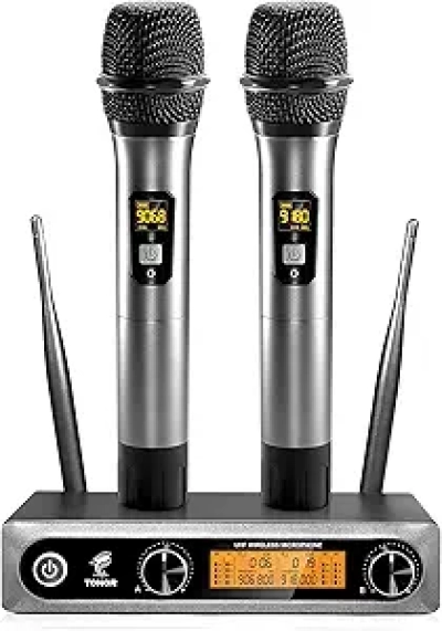 TONOR Wireless Microphones Dual UHF System 200ft - Professional Karaoke & DJ Mic