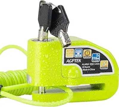 AGPTEK 110dB Motorcycle Brake Lock - Anti-Theft Alarm with 5.2FT Cable