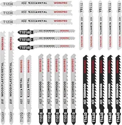 WORKPRO 25-Piece T-Shank Jig Saw Blade Set with Storage Case