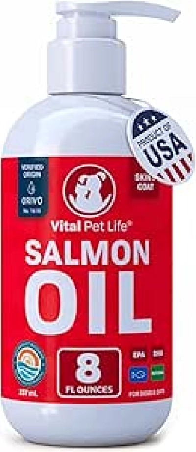 Premium Salmon Oil for Dogs & Cats - Omega 3 Fish Oil Supplement for Healthy Skin & Coat