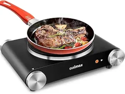 CUSIMAX 1500W Electric Hot Plate Burner - Portable Cast Iron Cooker with Temperature Control