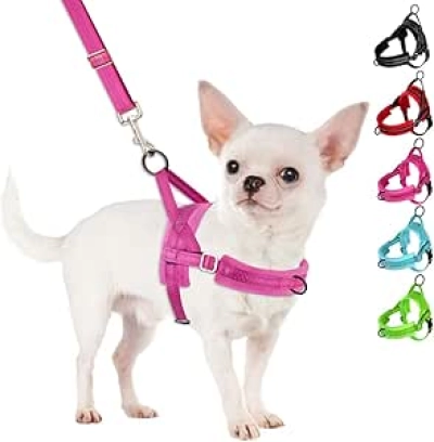 SlowTon No Pull Small Dog Harness & Leash Set - Adjustable Puppy Vest with Reflective Safety