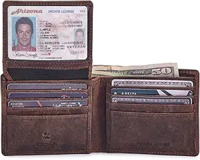 Cochoa Bifold Wallet for Men | RFID Blocking Genuine Leather | Slim Design with 2 ID Windows