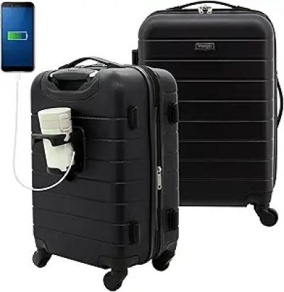 Wrangler 20" Smart Spinner Carry-On Luggage with USB Charging Port