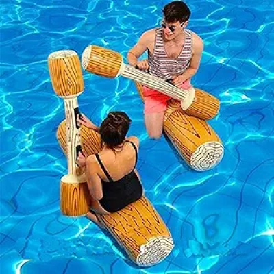 RITONS 4 Pcs Inflatable Pool Floats & Water Toys for Adults - Log Rafts & Canes Set