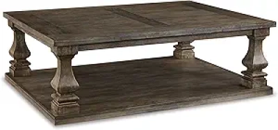 Signature Design by Ashley Johnelle Farmhouse Coffee Table | Weathered Gray Finish