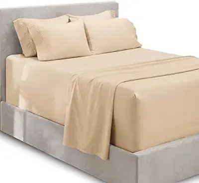 Queen Size Deep Pocket Bed Sheets 6-Piece Set - Microfiber Cream Bedding