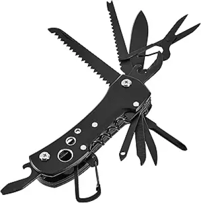 Amazon Basics 15-in-1 Stainless Steel Multitool Pocket Knife - Outdoor Survival Gear