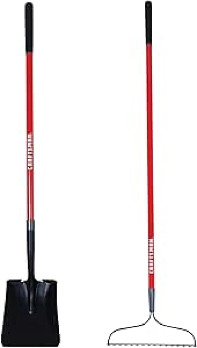 CRAFTSMAN 2-Piece Garden Tool Set - Fiberglass Shovel & Rake for Landscaping