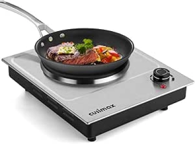 CUSIMAX 1500W Electric Hot Plate | Portable Single Burner Stainless Steel Cooktop