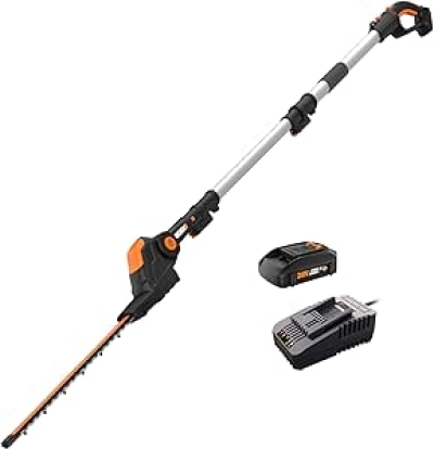 WORX WG252 20V Cordless Hedge Trimmer | 12ft Reach & Adjustable Head