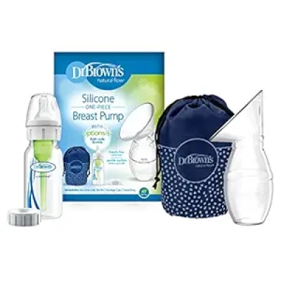 Dr. Brown's Silicone Manual Breast Pump with Anti-Colic Bottle & Travel Bag