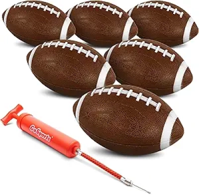 GoSports Xtreme Flight Footballs 6 Pack - Inflatable 9 Inch with Pump & Bag