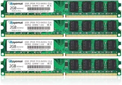 8GB DDR2 800MHz RAM Kit (4x2GB) PC2-6400 Desktop Memory - Royemai