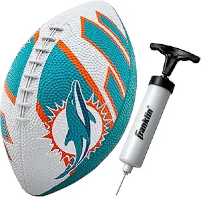Miami Dolphins Mini Football 8.5" - Official NFL Youth Rubber Ball with Air Pump