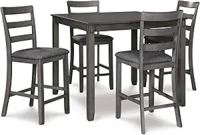 Signature Design by Ashley Bridson 5 Piece Counter Height Dining Set with Gray Barstools