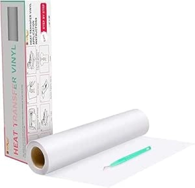 White Heat Transfer Vinyl 12" x 20ft - HTV Rolls for T-Shirts & All Cutting Machines